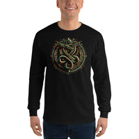 Egyptian Ouroboros Snake design on unisex long sleeve shirt, front view
