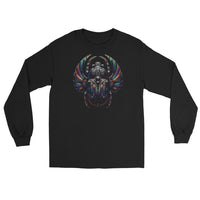 Mechanical Scarab Beetle design on unisex long sleeve shirt, front view
