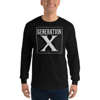 Gen X Retro design on unisex long sleeve shirt, front view