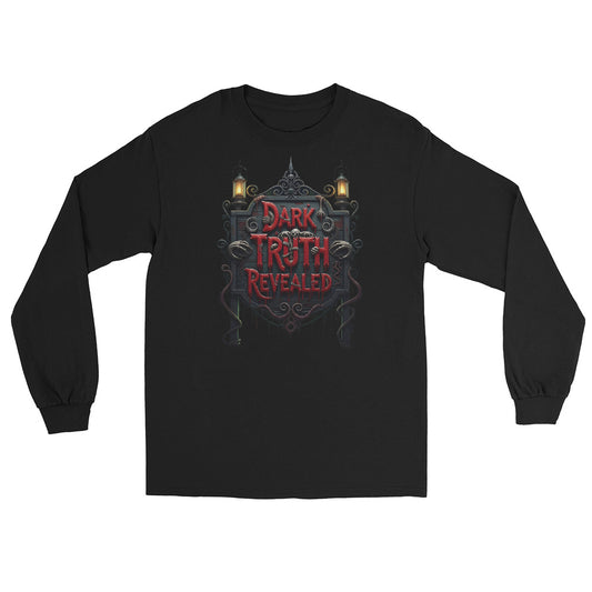 Dark Truth Revealed design on unisex long sleeve shirt, front view