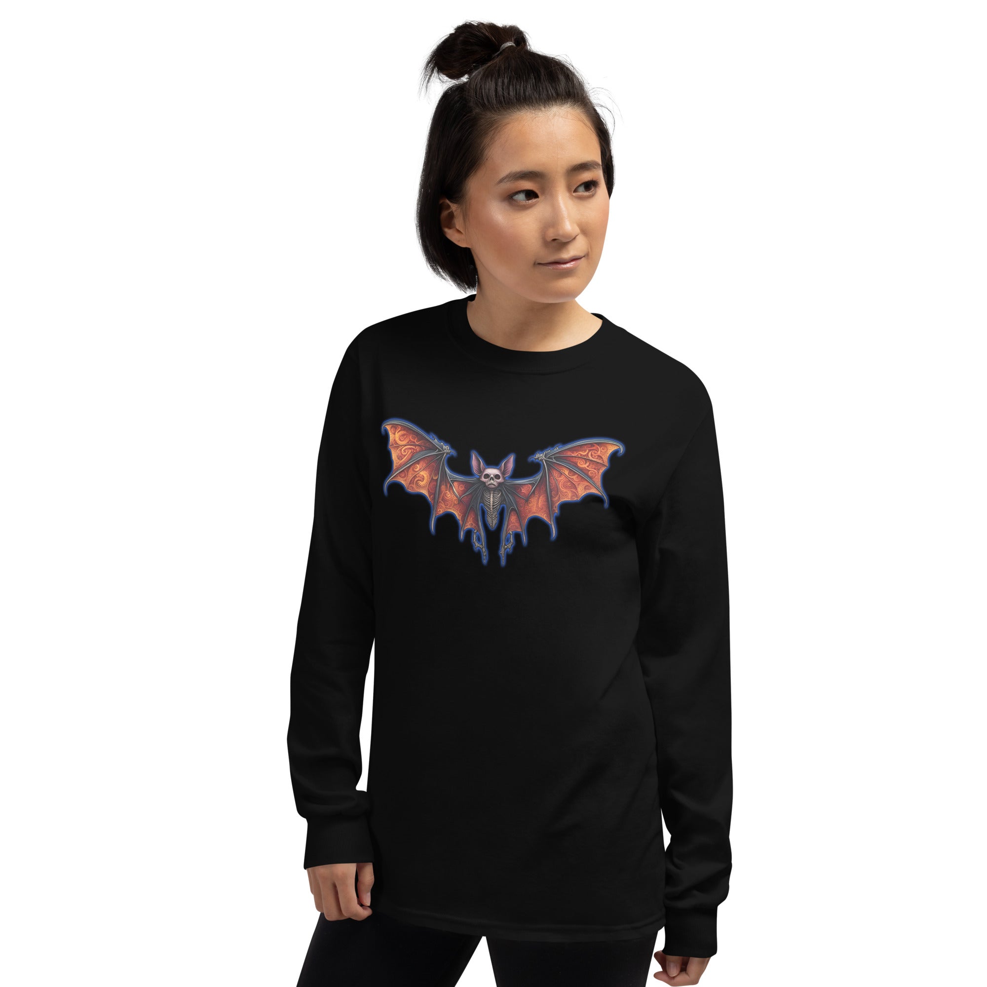 Vampire Bat Skeleton w/ Whimsical Goth Wings Long Sleeve Shirt