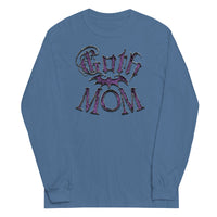 Purple Goth Mom Bat design on unisex long sleeve shirt, front view