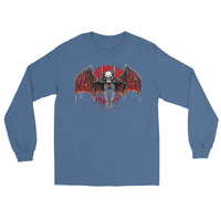 Blood Moon Vampire Bat design on unisex long sleeve shirt, front view
