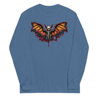 Vampire Bat Skeleton design on unisex long sleeve shirt, front view