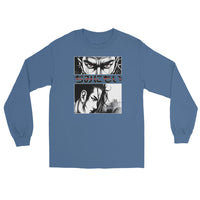Anime Eyes Japanese Manga design on unisex long sleeve shirt, front view