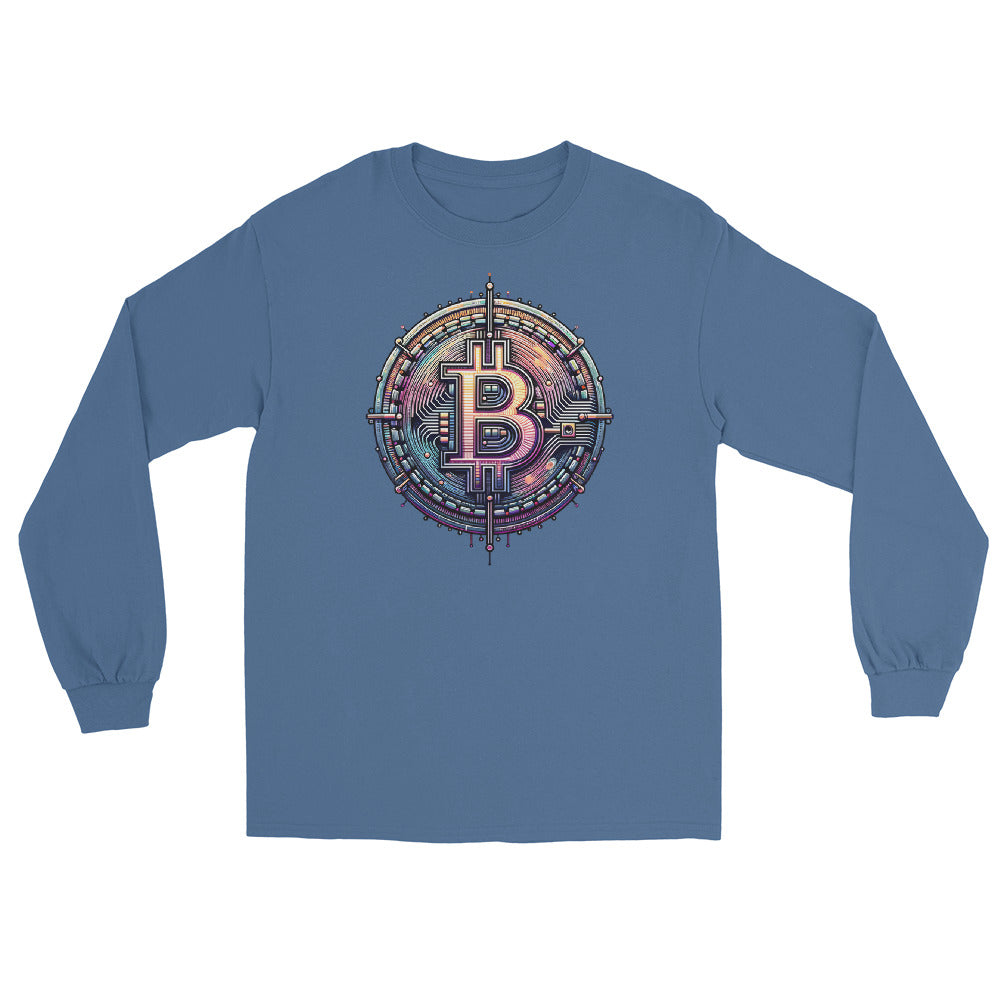 Futuristic Wired Bitcoin BTC Digital Crypto Long Sleeve Shirt