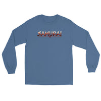 Samurai Warrior design on unisex long sleeve shirt, front view