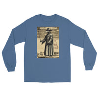 Plague Doctor 1334 design on unisex long sleeve shirt, front view
