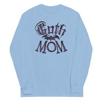 Purple Goth Mom Bat design on unisex long sleeve shirt, front view