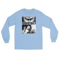 Anime Eyes Japanese Manga design on unisex long sleeve shirt, front view