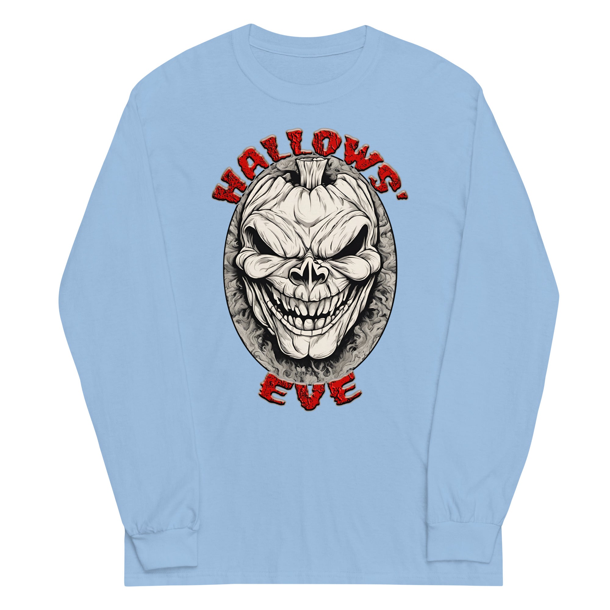 Grinning Skull Pumpkin Hallows' Eve Halloween Long Sleeve Shirt