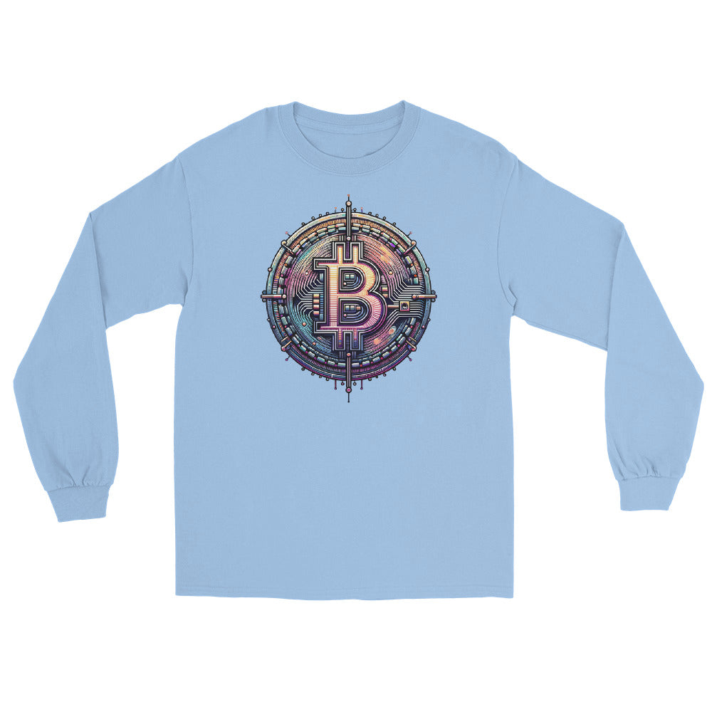 Futuristic Wired Bitcoin BTC Digital Crypto Long Sleeve Shirt