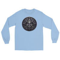 Illuminati All-Seeing Eye design on unisex long sleeve shirt, front view