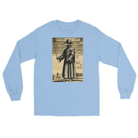 Plague Doctor 1334 design on unisex long sleeve shirt, front view
