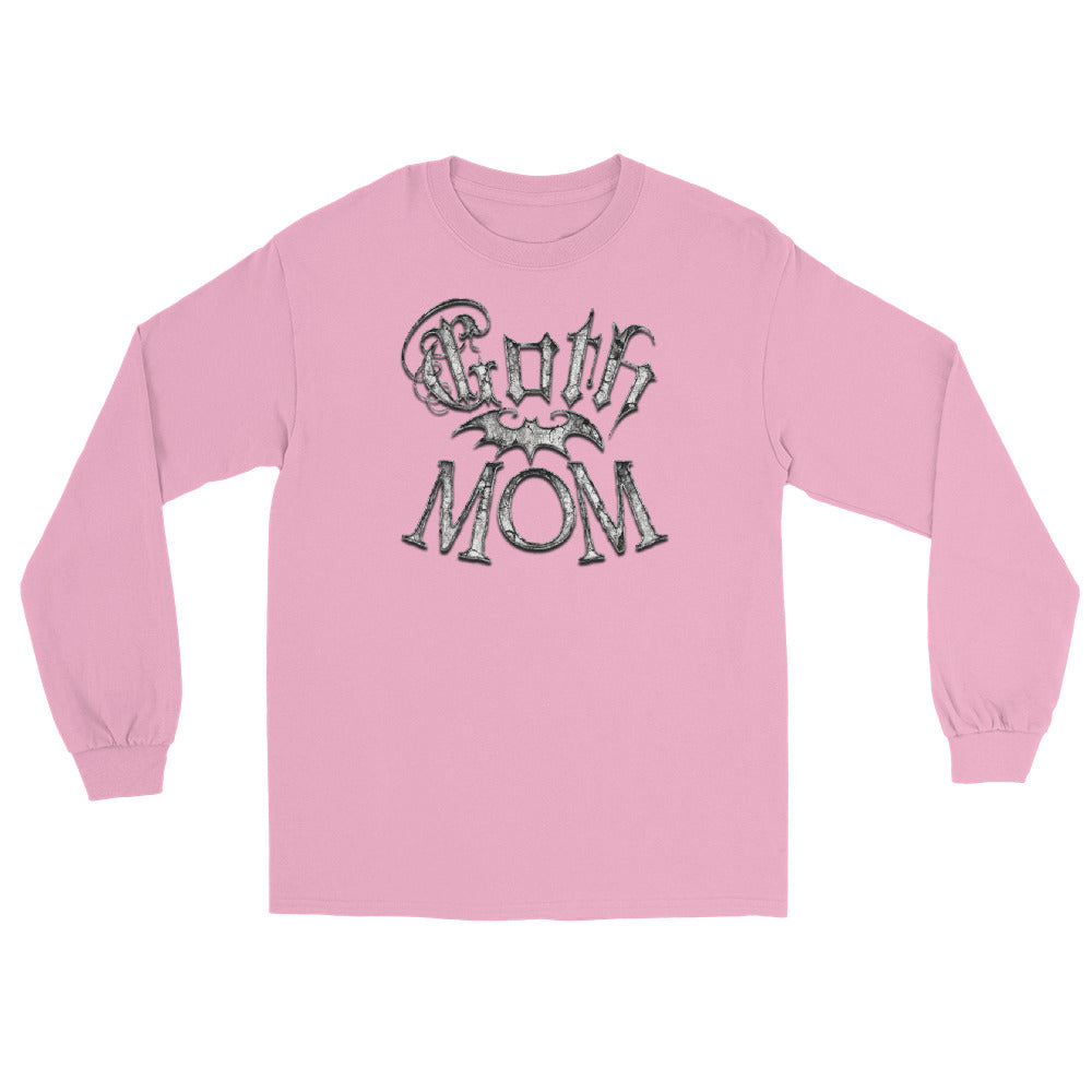 White Goth Mom with Bat Mother's Day Long Sleeve Shirt