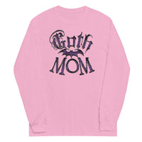 Purple Goth Mom Bat design on unisex long sleeve shirt, front view