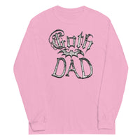 White Goth Dad Bat design on unisex long sleeve shirt, front view