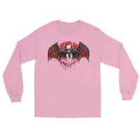 Blood Moon Vampire Bat design on unisex long sleeve shirt, front view