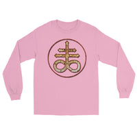 Withered Leviathan Cross design on unisex long sleeve shirt, front view