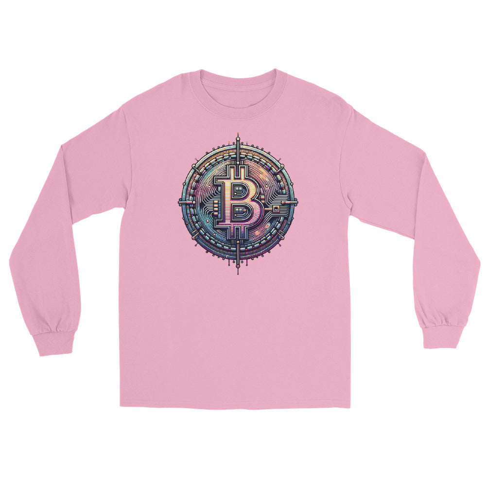 Futuristic Wired Bitcoin BTC Digital Crypto Long Sleeve Shirt