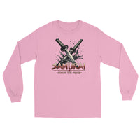 Splash Katana Swords design on unisex long sleeve shirt, front view