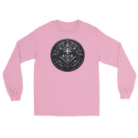 Illuminati All-Seeing Eye design on unisex long sleeve shirt, front view