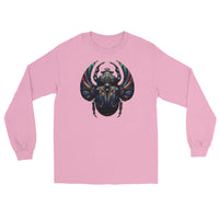 Mechanical Scarab Beetle design on unisex long sleeve shirt, front view