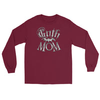 White Goth Mom Bat design on unisex long sleeve shirt, front view