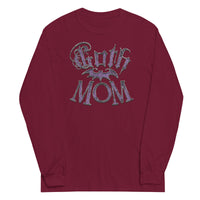 Purple Goth Mom Bat design on unisex long sleeve shirt, front view