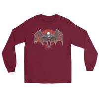 Blood Moon Vampire Bat design on unisex long sleeve shirt, front view