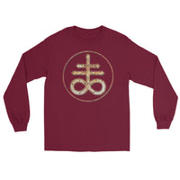 Withered Leviathan Cross design on unisex long sleeve shirt, front view