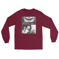 Anime Eyes Japanese Manga design on unisex long sleeve shirt, front view