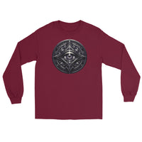 Illuminati All-Seeing Eye design on unisex long sleeve shirt, front view