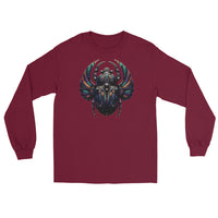 Mechanical Scarab Beetle design on unisex long sleeve shirt, front view