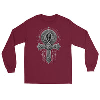 Ankh Egyptian Symbol design on unisex long sleeve shirt, front view