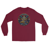 Eye of Ra Egyptian Symbol design on unisex long sleeve shirt, front view