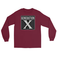 Gen X Retro design on unisex long sleeve shirt, front view