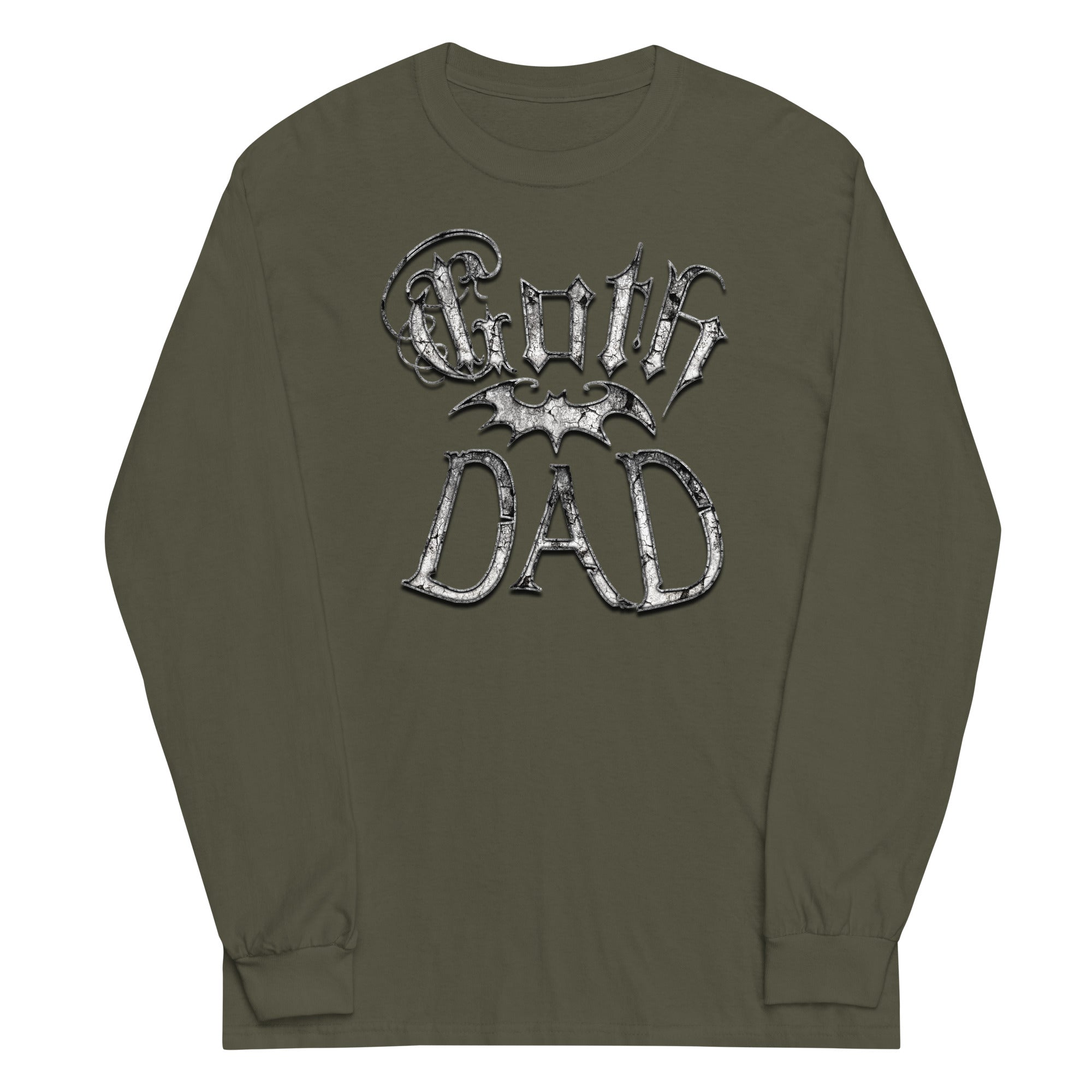 White Goth Dad with Bat Father's Day Gift Men’s Long Sleeve Shirt