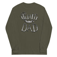 White Goth Dad Bat design on unisex long sleeve shirt, front view