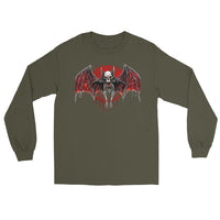 Blood Moon Vampire Bat design on unisex long sleeve shirt, front view