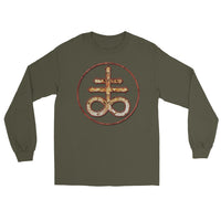 Withered Leviathan Cross design on unisex long sleeve shirt, front view
