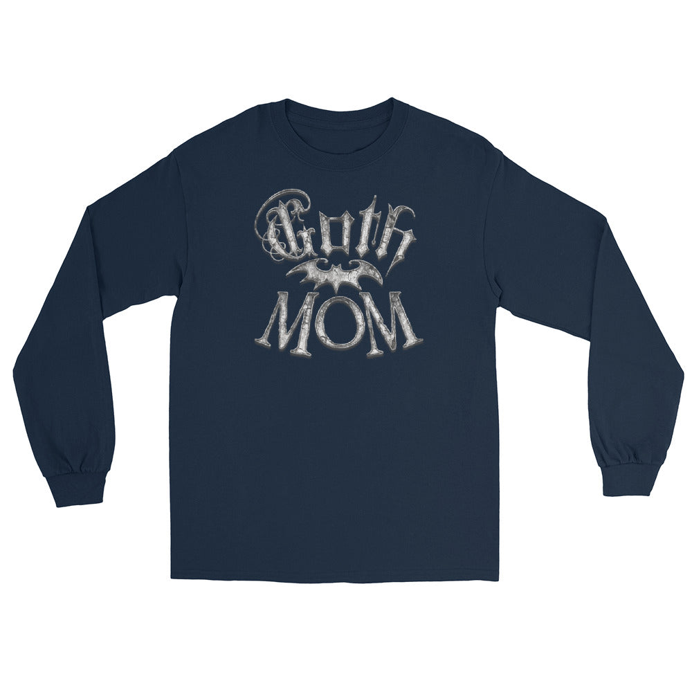 White Goth Mom with Bat Mother's Day Long Sleeve Shirt