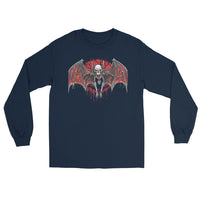 Blood Moon Vampire Bat design on unisex long sleeve shirt, front view