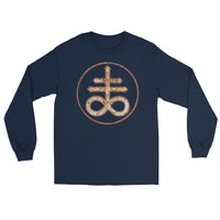Withered Leviathan Cross design on unisex long sleeve shirt, front view