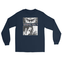 Anime Eyes Japanese Manga design on unisex long sleeve shirt, front view