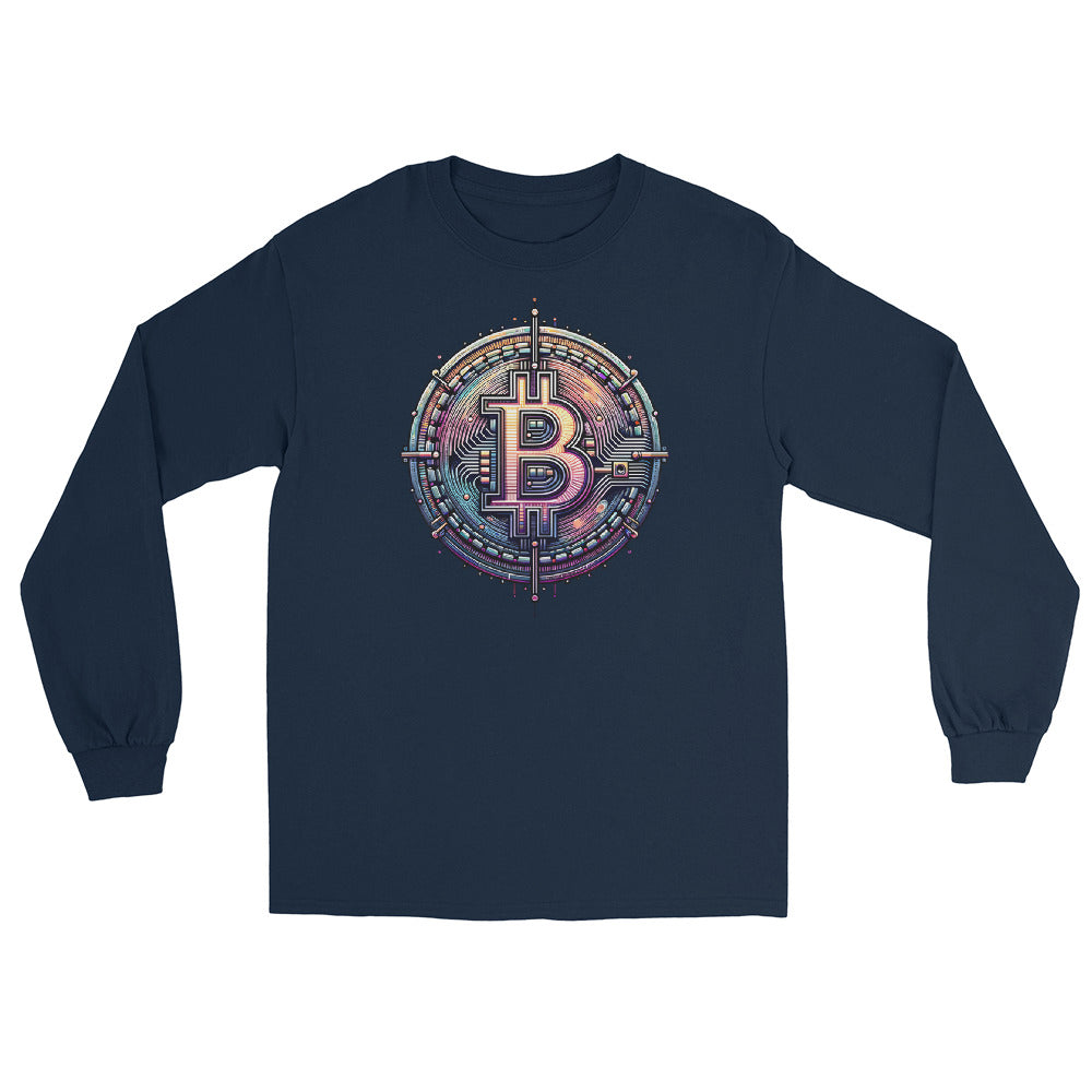 Futuristic Wired Bitcoin BTC Digital Crypto Long Sleeve Shirt