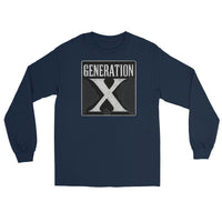 Gen X Retro design on unisex long sleeve shirt, front view