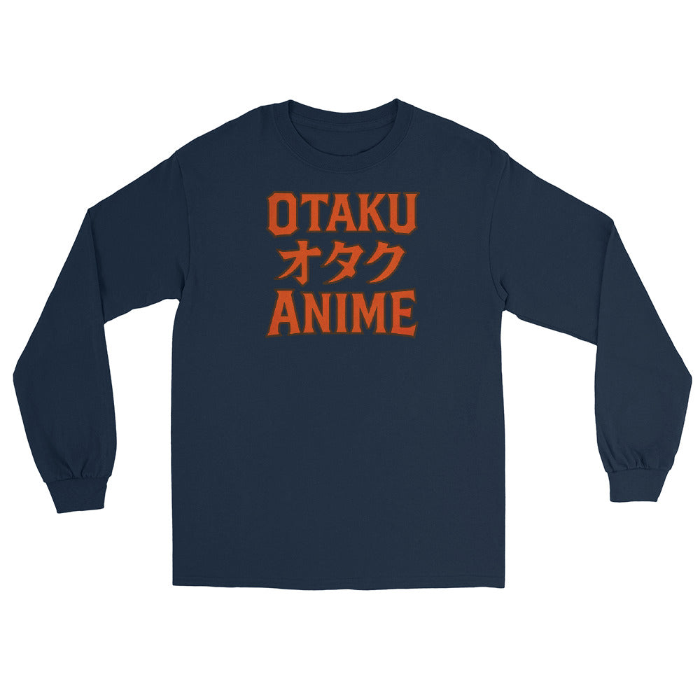 Otaku オタク Anime design on unisex long sleeve shirt, front view