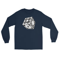 Lament Configuration design on unisex long sleeve shirt, front view