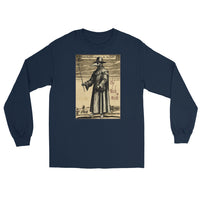 Plague Doctor 1334 design on unisex long sleeve shirt, front view